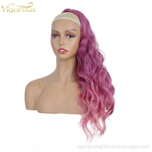 Vigorous 24'' Body Wave Drawstring Ponytails for Women Kinky Ponytail Synthetic Clips in Ponytail Extension